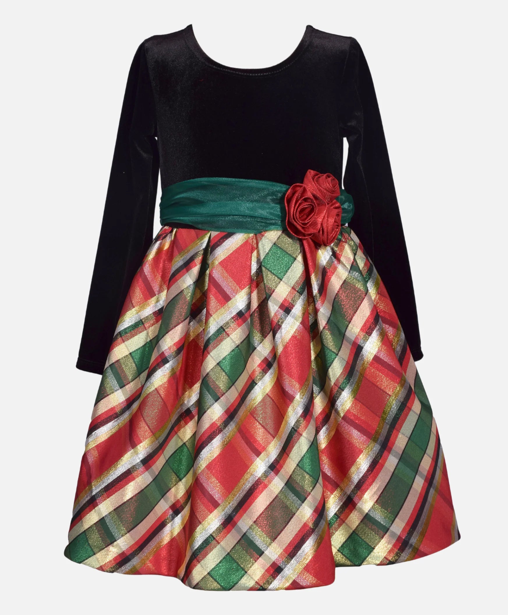 Flared Plaid Dress With Rose by Bonnie Jean P. Cottontail & Co. Flared Plaid Dress With Rose by Bonnie Jean P. Cottontail & Co.