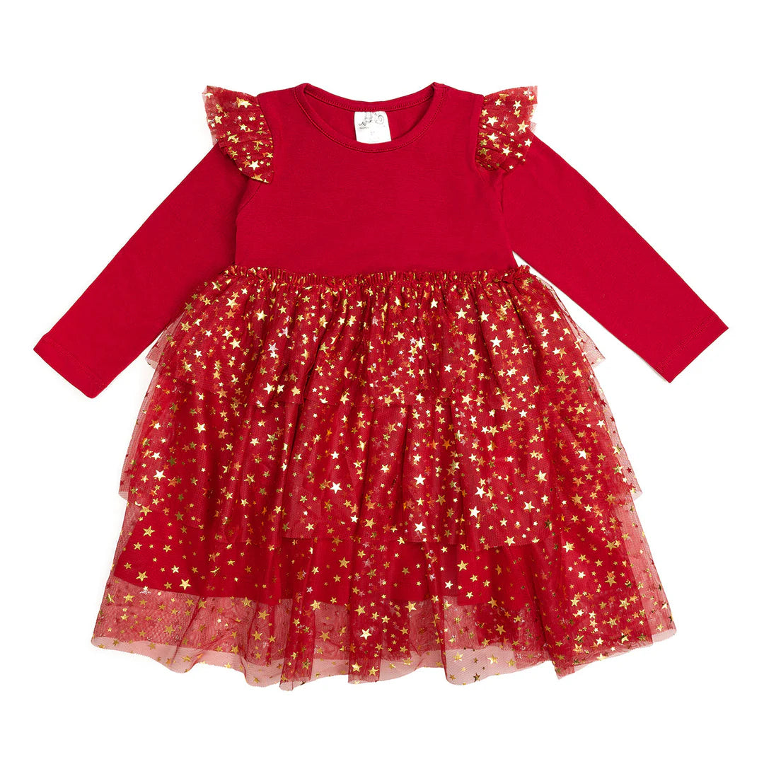 Scarlett Shimmer Christmas Long Sleeve Tutu Dress 5Y