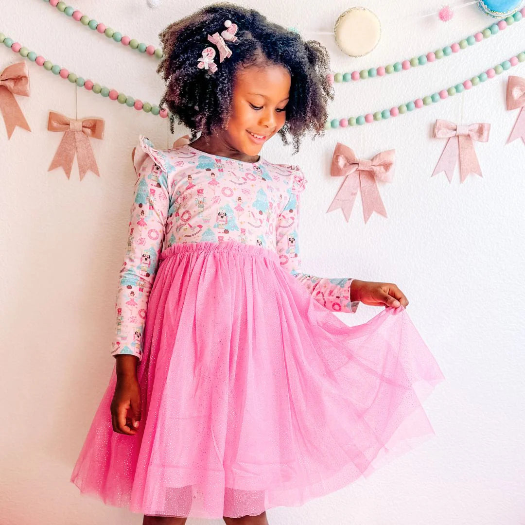 Nutcracker Trellis Christmas Long Sleeve Tutu Dress 5Y