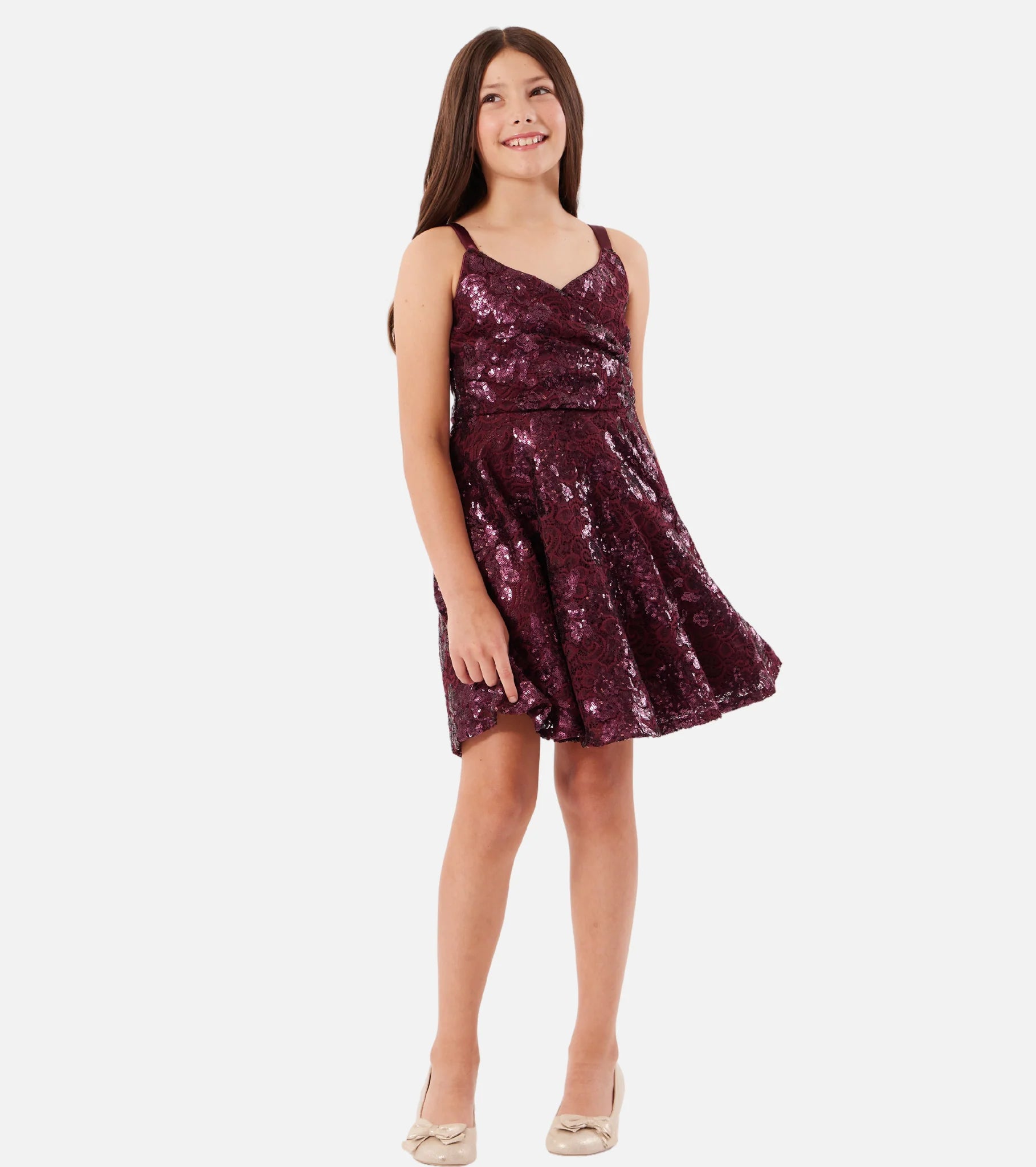 bonnie jean burgundy dress Bonnie Jean Girls Ivory Velvet Burgundy S/S Back Tie Holiday Party Dress 5