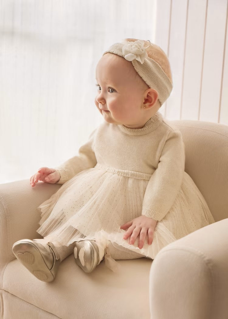 knit tulle dress Textured Knit Tulle Sweater Dress