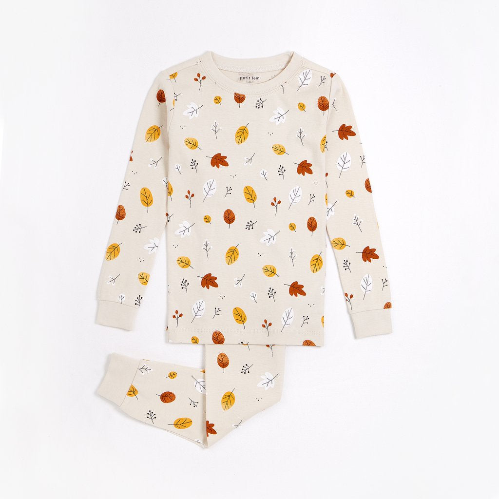 Natural Foliage Pajama Set in Organic Cotton by Petit Lem – P