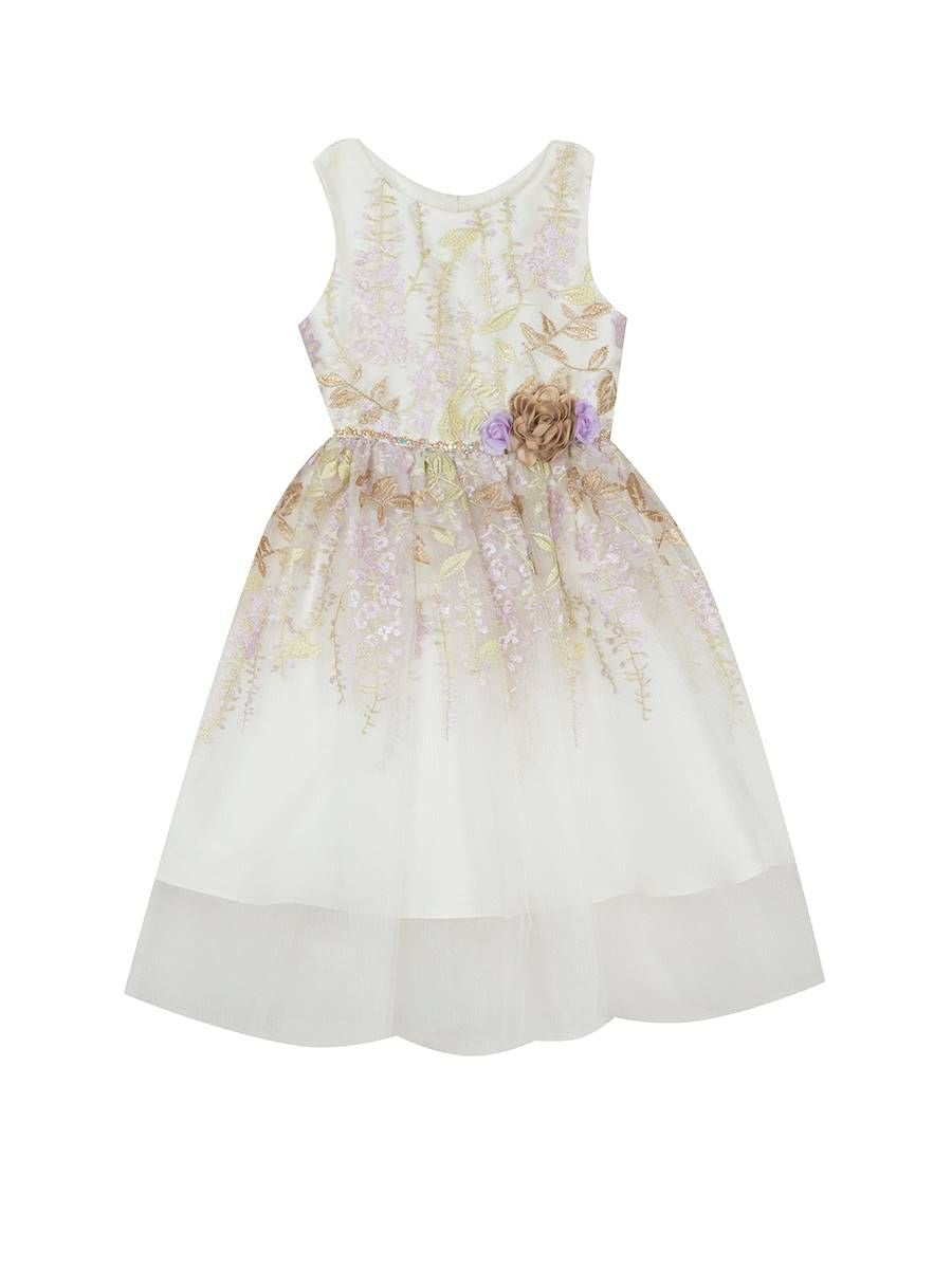 Golden Embroidered White Dress – P. Cottontail & Co