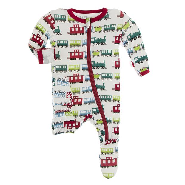 Natural Toy Train Zippered Footie by Kickee Pants – P. Cottontail & Co.