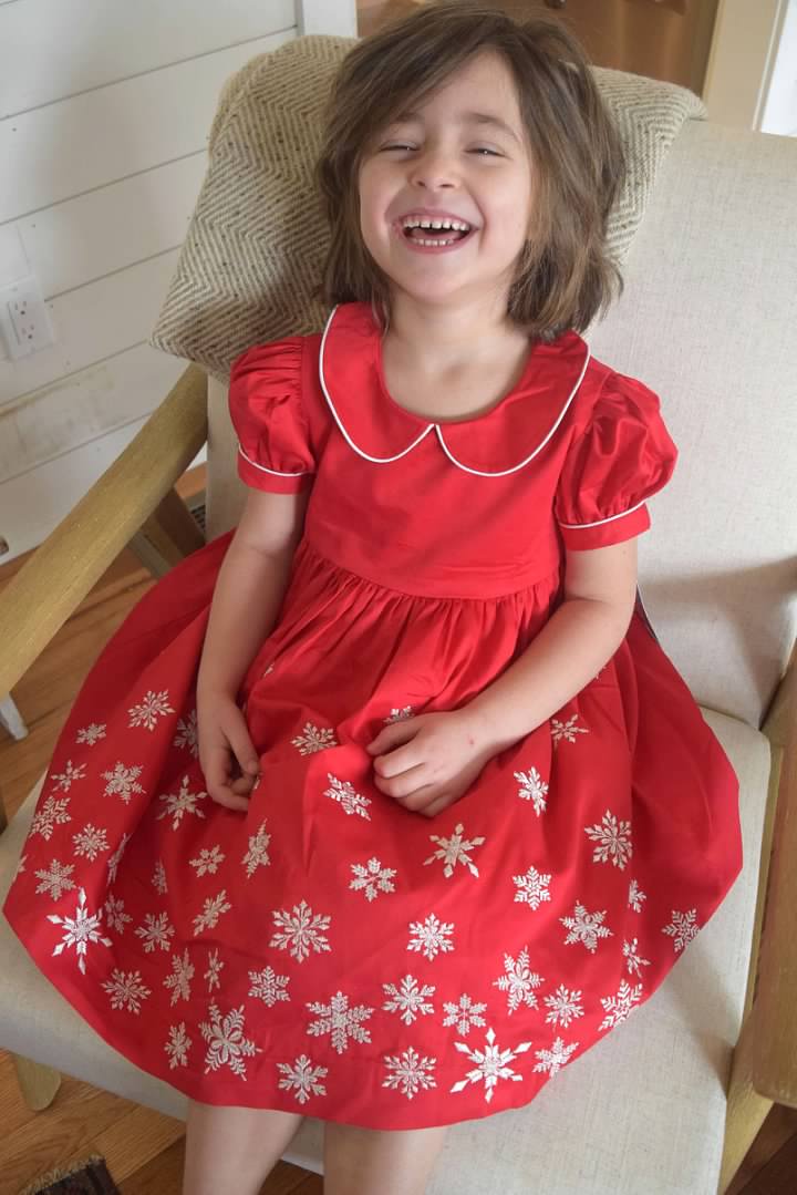 red snowflake dress Vintage Christmas Dress Red Snowflake Party Dress Long Sleeve V Neck Holiday Outfit